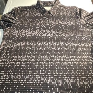 Oakley Men's Polo Shirt XL Black Gray White Geometric SS Collared Button Logo